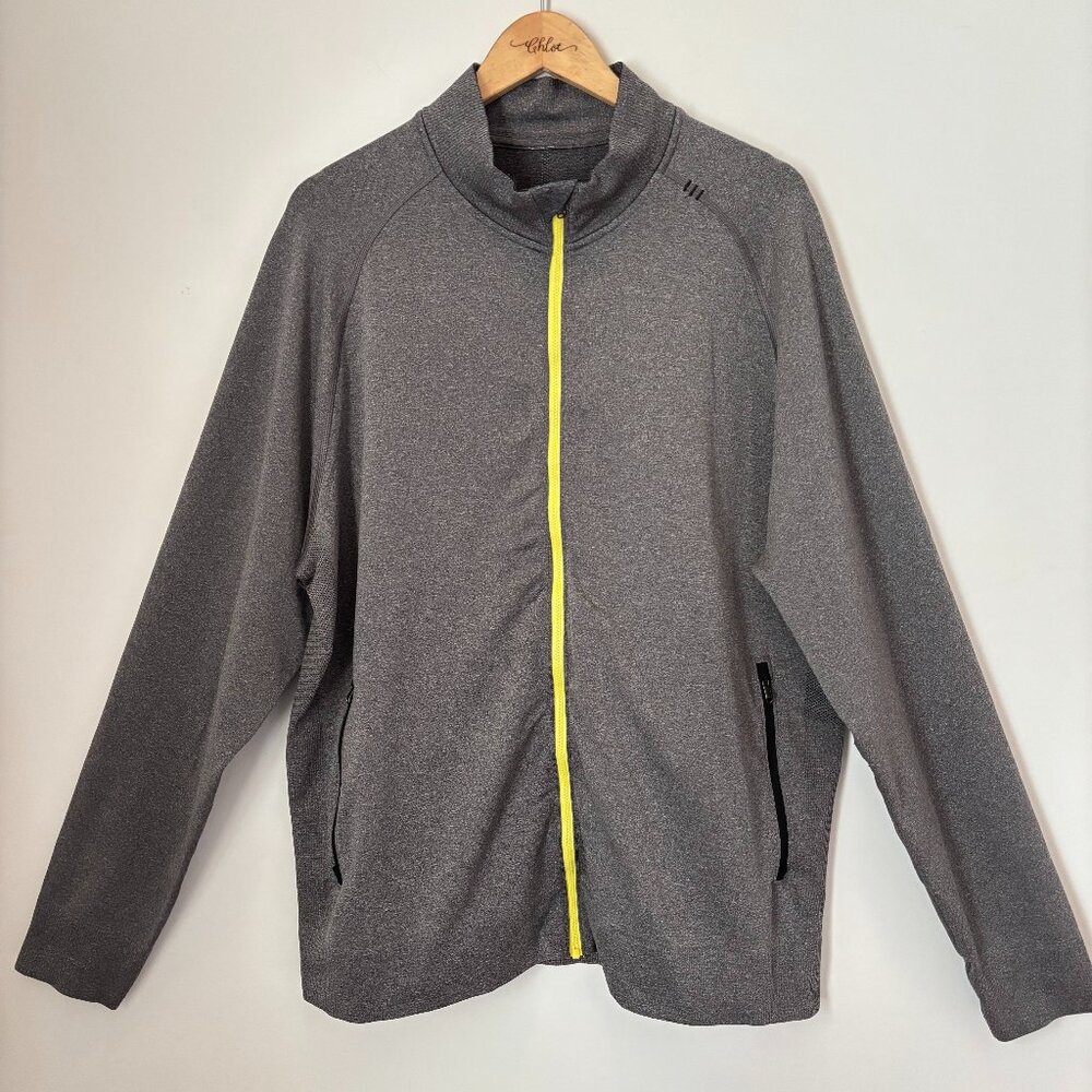 Lululemon Men's Pulse Full Zip Jacket Gray Long Sleeve Pocket Sz XL E113
